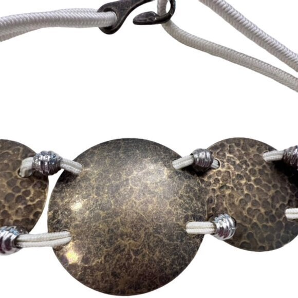 Large Copper Tone Disc Waist Belt Rope Nautical BOHO Southwestern Hippie‎ to 26" - Picture 7 of 12